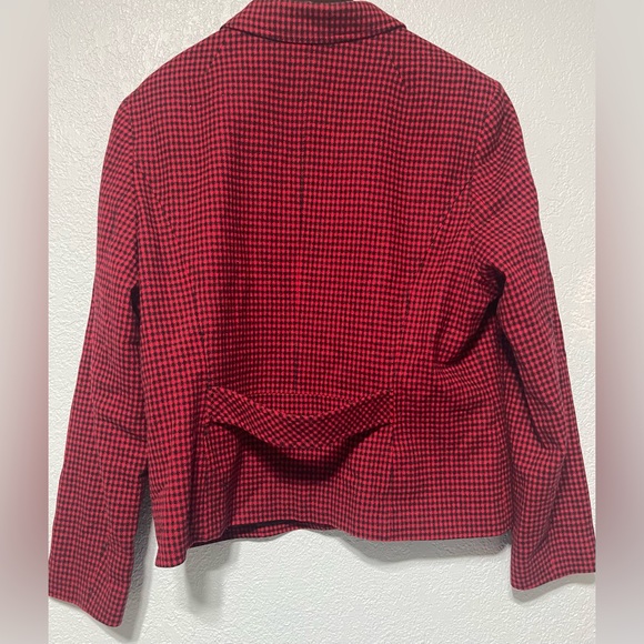 Women's Pendleton 100% Virgin Wool Red/Black Houndstooth Button-Up Blazer Sz 16 - Picture 7 of 7